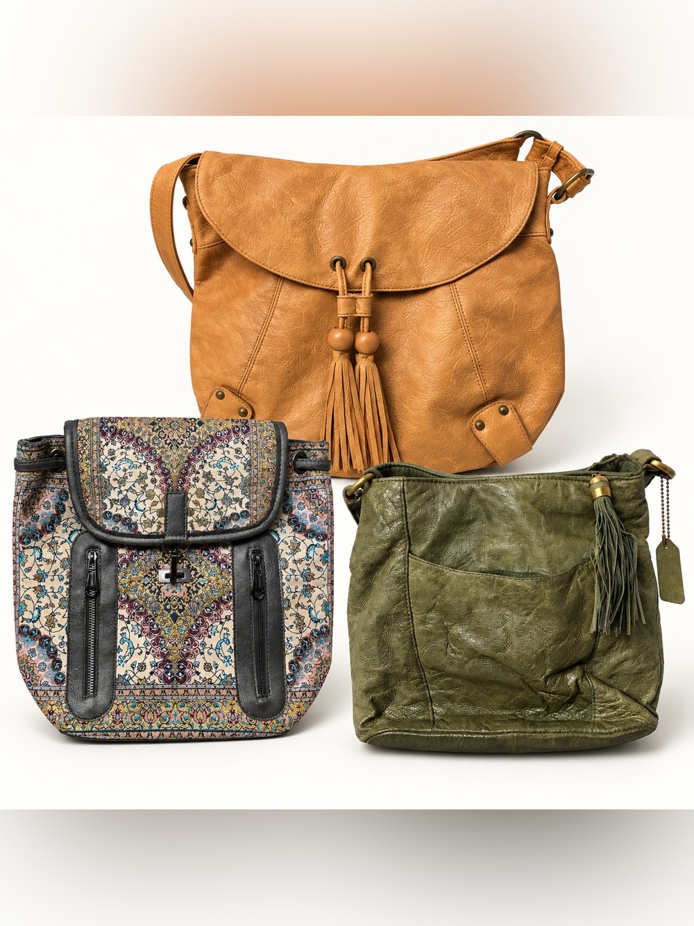 Women’s Tan Tassel Crossbody Bag - Stylish Everyday Shoulder Bag